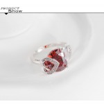 Ruby Red Heart Austrian Crystal Encrusted Ring